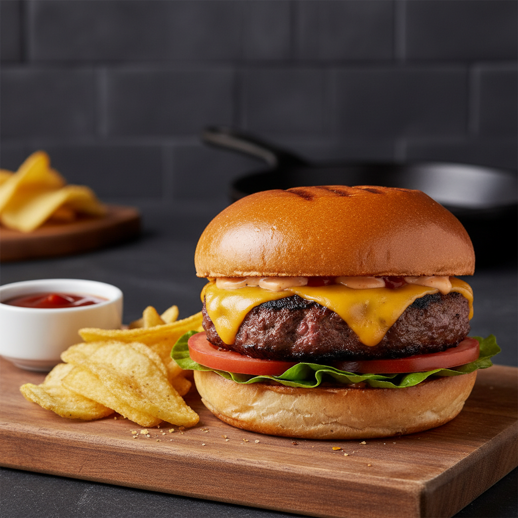Burger Keju Klasik Pilihan Koki dengan Patty yang Juicy