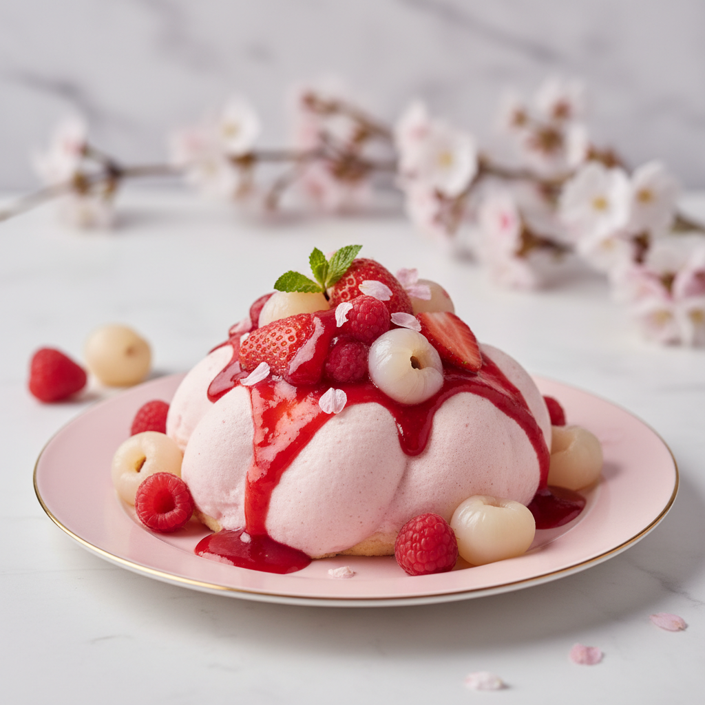 Mawar Sakura: Cheesecake Mousse Dingin Lychee dan Raspberry