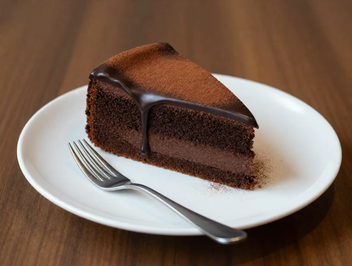 Cake Cokelat Hitam Kopi dengan Ganache